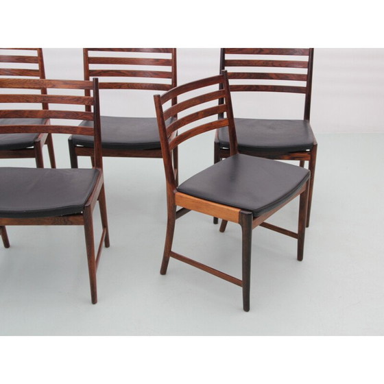 Image 1 of Ensemble de 5 chaises scandinaves vintage en bois de rose par Kai Lyngfeldt Larsen pour Søren Willadsen