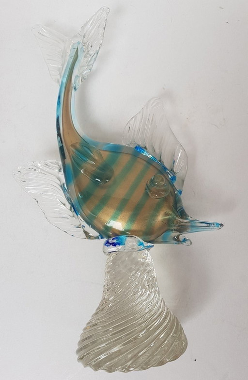 Poisson en verre de Murano avec fils d'or