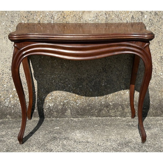 Image 1 of Table de jeu vintage en bois d'acajou
