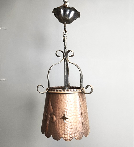 Image 1 of Lampe pendante brutaliste en cuivre, 1970S
