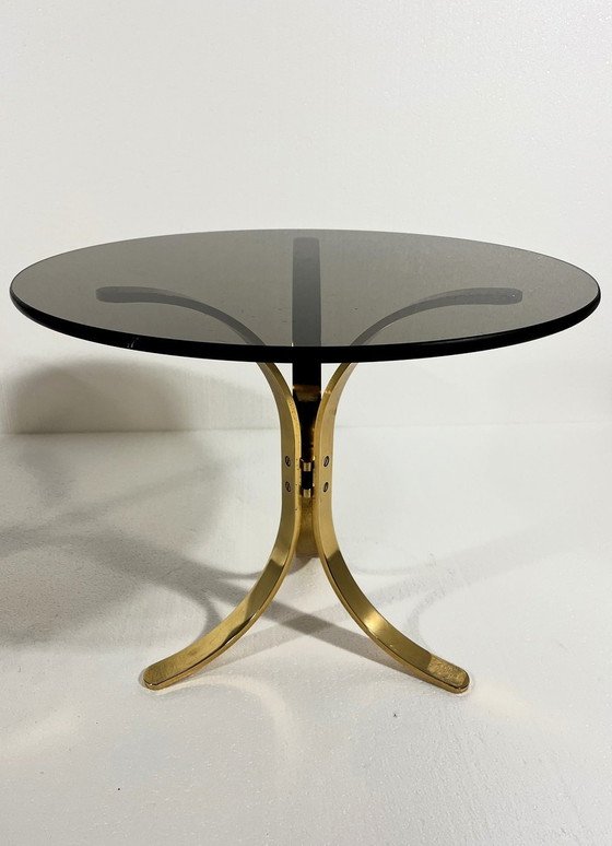 Image 1 of Tables d'appoint en laiton et verre fumé 1960's