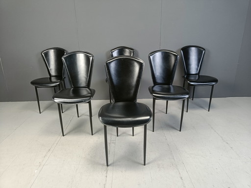 Ensemble de 6 chaises de salle à manger Fasem, 1980S