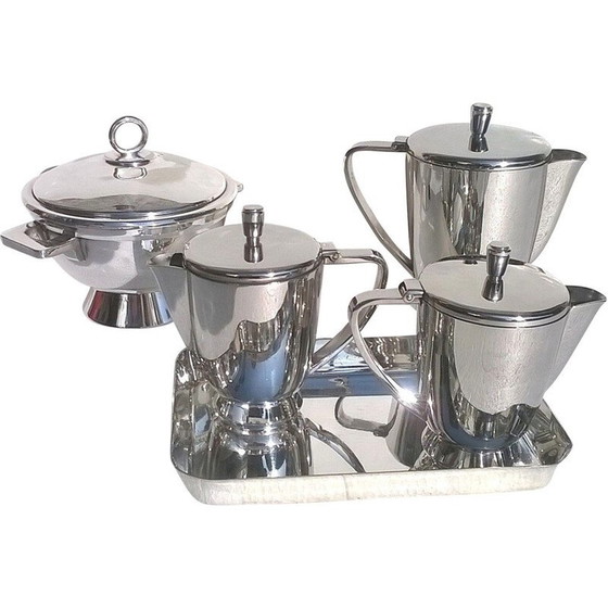 Image 1 of Ensemble de 5 pièces de service vintage en métal argenté par Gio Ponti pour Calderoni, 1950