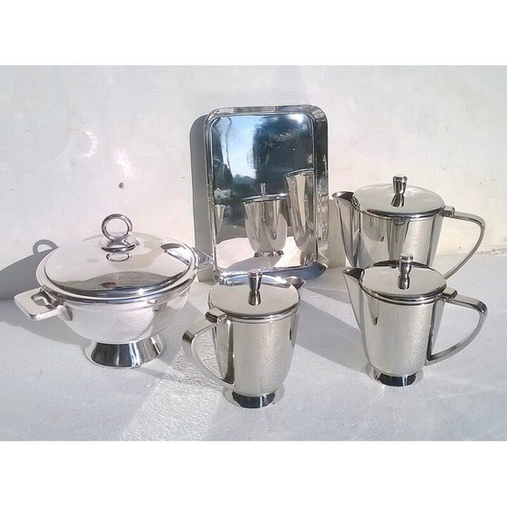 Image 1 of Ensemble de 5 pièces de service vintage en métal argenté par Gio Ponti pour Calderoni, 1950