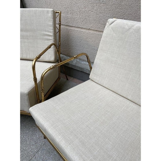 Image 1 of Paire de fauteuils vintage en bois et tissu