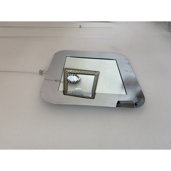 Image 1 of Miroir vintage en métal chromé, Italie 1970