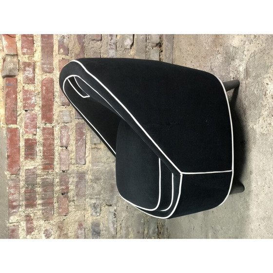 Image 1 of Fauteuil vintage en velours noir, années 1980