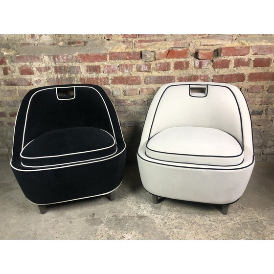 Image 1 of Fauteuil vintage en velours noir, années 1980
