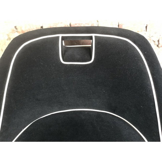 Image 1 of Fauteuil vintage en velours noir, années 1980