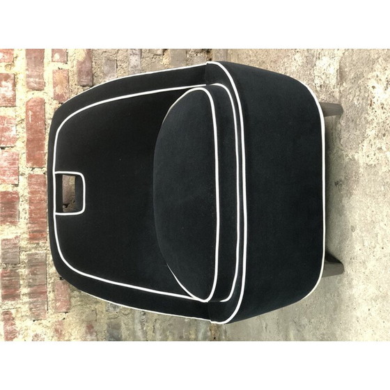 Image 1 of Fauteuil vintage en velours noir, années 1980