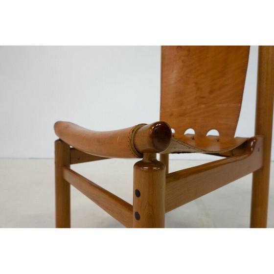 Image 1 of Ensemble de 6 chaises de salle à manger en cuir vintage par Ilmari Tapiovaara pour La Permanente Mobili Cantù, années 1950