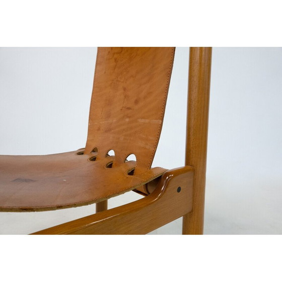 Image 1 of Ensemble de 6 chaises de salle à manger en cuir vintage par Ilmari Tapiovaara pour La Permanente Mobili Cantù, années 1950
