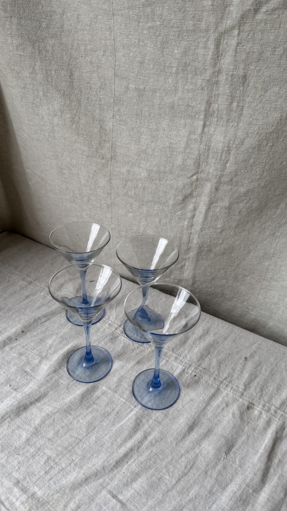 Image 1 of 4X Coupes Martini festives, bleu clair, Luminarc