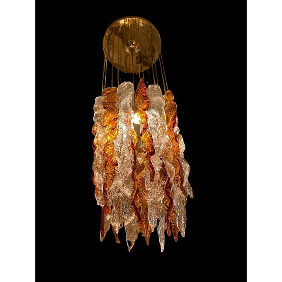 Image 1 of Plafonnier vintage en verre de Murano bicolore par Carlo Nason pour Mazzega, 1970