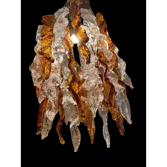 Image 1 of Plafonnier vintage en verre de Murano bicolore par Carlo Nason pour Mazzega, 1970