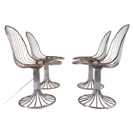 Image 1 of 4X chaises de salle à manger de l'ère spatiale, Gastone Rinaldi pour Rima, Italie 1970