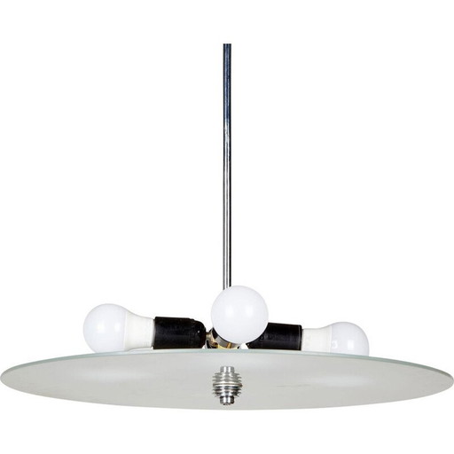 Lampe suspendue vintage en verre en forme d'assiette, 1970