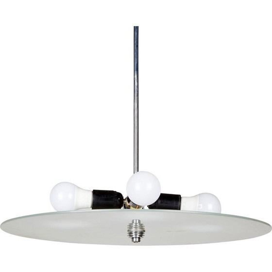 Image 1 of Lampe suspendue vintage en verre en forme d'assiette, 1970