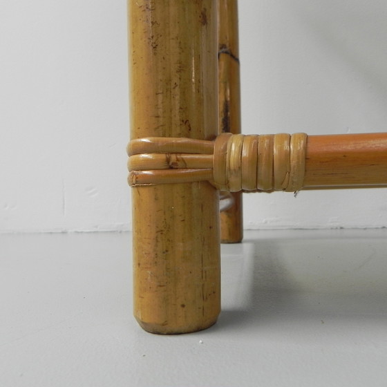 Image 1 of Vitrine en bambou avec 5 étagères en verre fumé