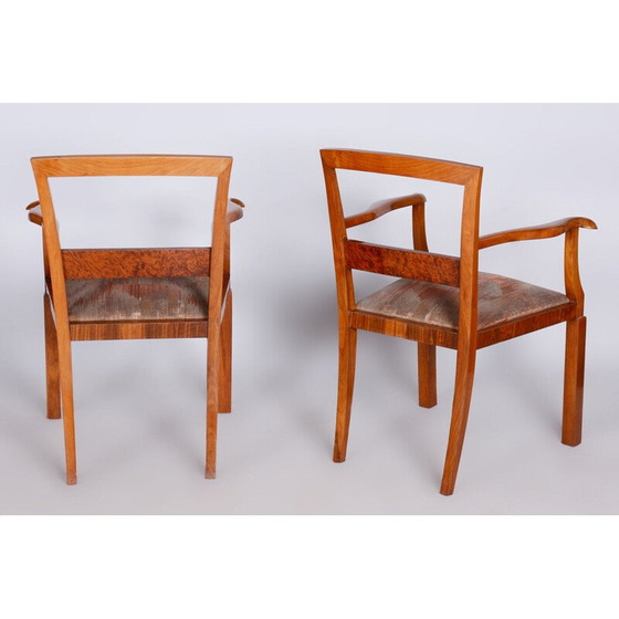 Image 1 of Paire de fauteuils Art déco en hêtre et tissu, Tchécoslovaquie 1920