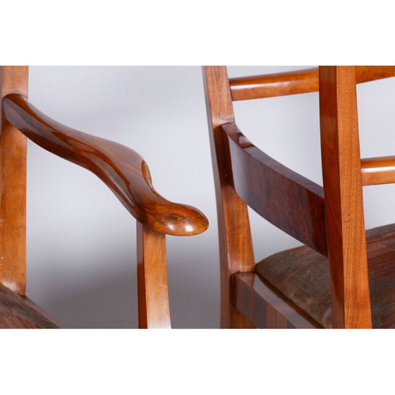 Image 1 of Paire de fauteuils Art déco en hêtre et tissu, Tchécoslovaquie 1920