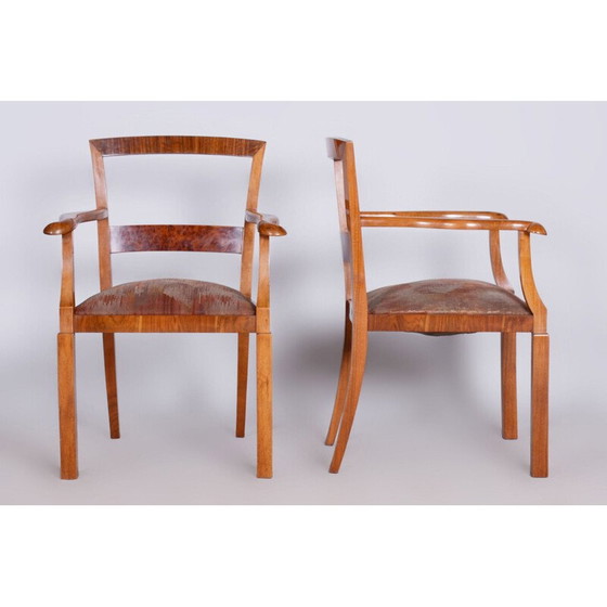 Image 1 of Paire de fauteuils Art déco en hêtre et tissu, Tchécoslovaquie 1920