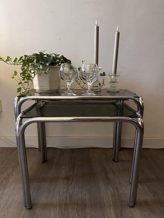 Image 1 of Mimi Set Side Tables Chrome 1970s