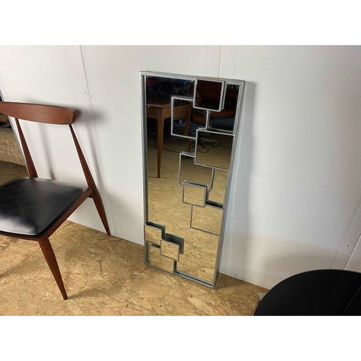 Miroir vintage avec cadre en acier, 1970