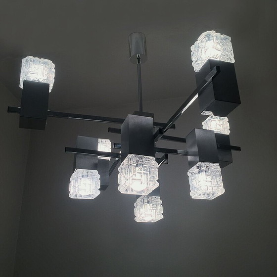 Image 1 of Lustre cubique vintage en métal chromé