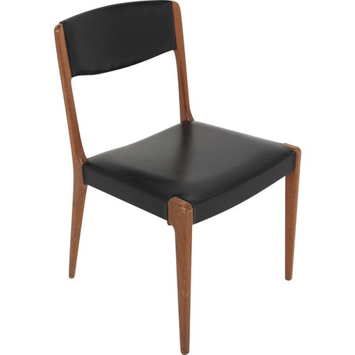 Chaise vintage en teck et skaï, Suède 1960