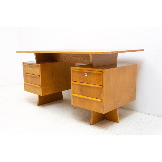 Image 1 of Bureau vintage en hêtre et contreplaqué, Tchécoslovaquie 1970