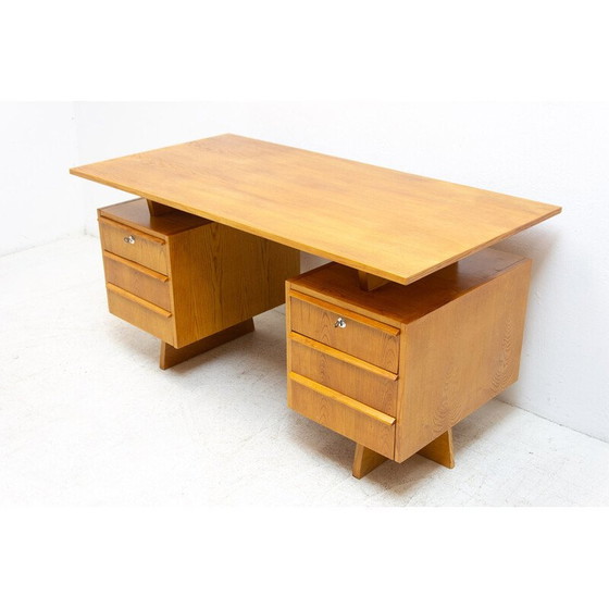 Image 1 of Bureau vintage en hêtre et contreplaqué, Tchécoslovaquie 1970