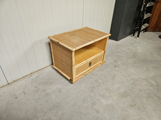 Image 1 of Table de nuit vintage italienne, Dal Vera, bambou rotin