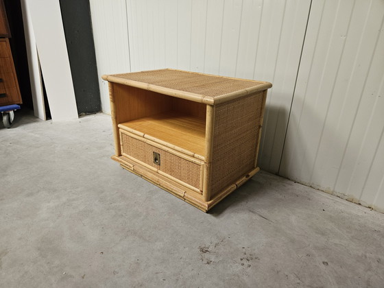 Image 1 of Table de nuit vintage italienne, Dal Vera, bambou rotin