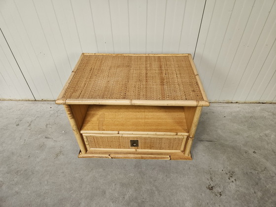 Image 1 of Table de nuit vintage italienne, Dal Vera, bambou rotin