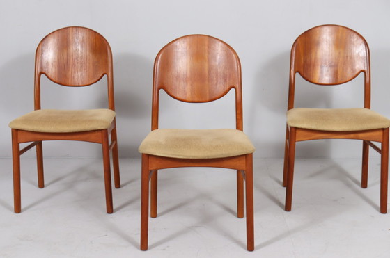 Image 1 of 4x chaises de salle à manger en teck, Danemark, années 1970