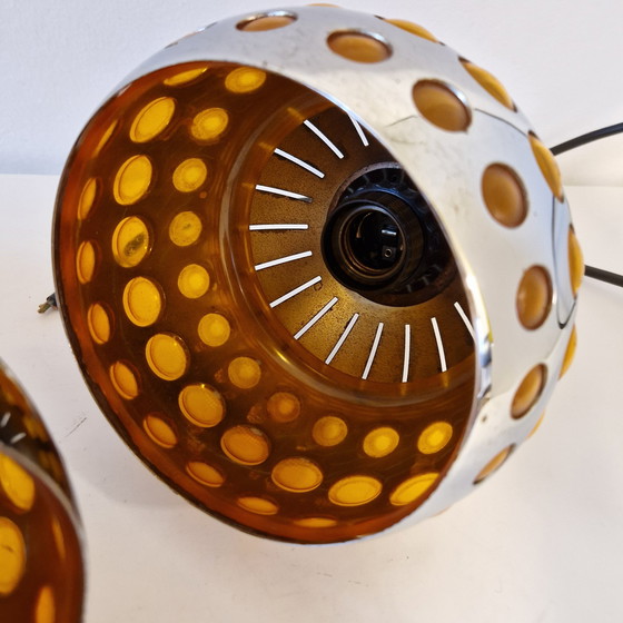 Image 1 of 1970 Set Of 2 X Vintage Suspension Lamp Spaceage Suspension Lamps