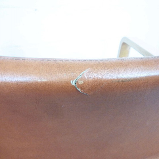 Image 1 of Fauteuil vintage en cuir brun et hêtre, suédois 1990