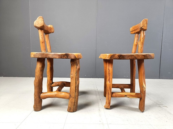 Ensemble de 6 chaises de salle à manger brutalistes – Wood, Vintage (photo 9 of 10)