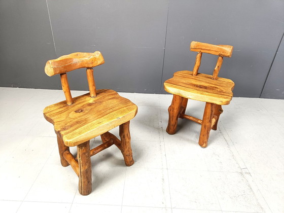 Ensemble de 6 chaises de salle à manger brutalistes – Wood, Vintage (photo 8 of 10)