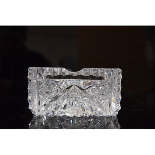 Paire de cendriers vintage en verre de cristal taillé, Tchécoslovaquie années 1960