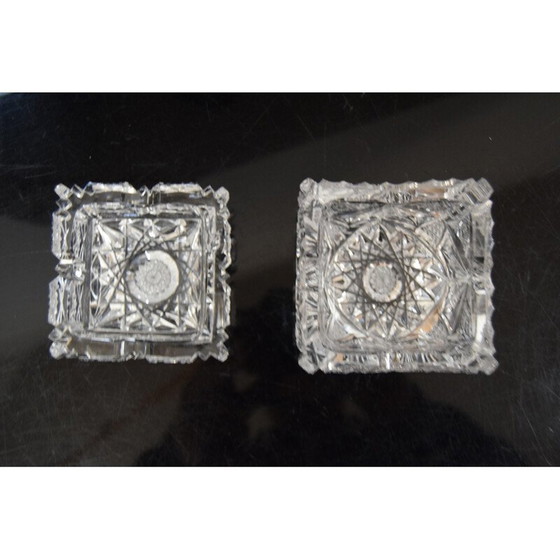 Paire de cendriers vintage en verre de cristal taillé, Tchécoslovaquie années 1960 – Objets déco (photo 7 of 13)