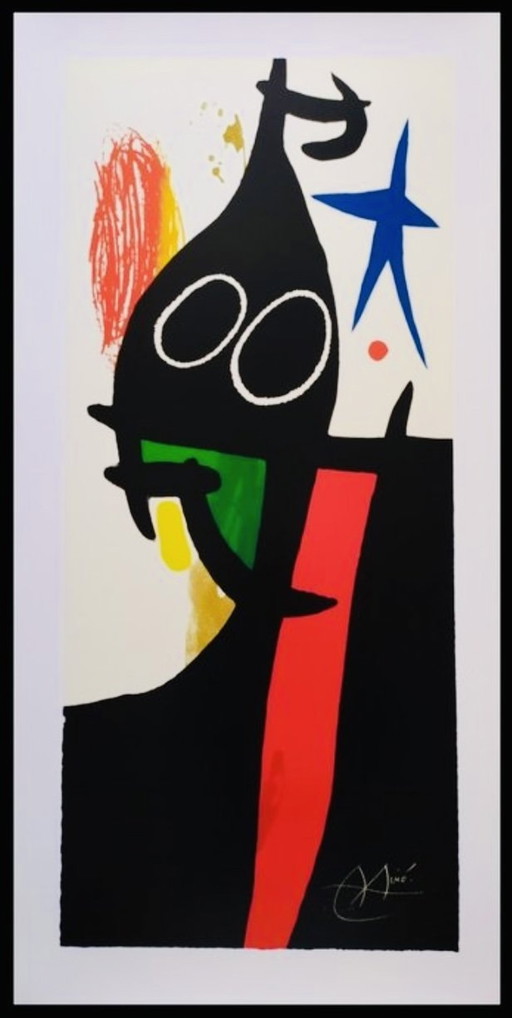 Joan Miro, "Le Serrasin À L'Étoile". Lithographie offset en couleur. 1999. Successió Miró By Siae. Signée dans la plaque.