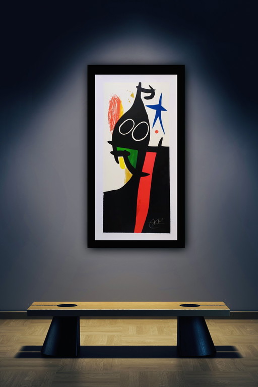 Joan Miro, "Le Serrasin À L'Étoile". Lithographie offset en couleur. 1999. Successió Miró By Siae. Signée dans la plaque.