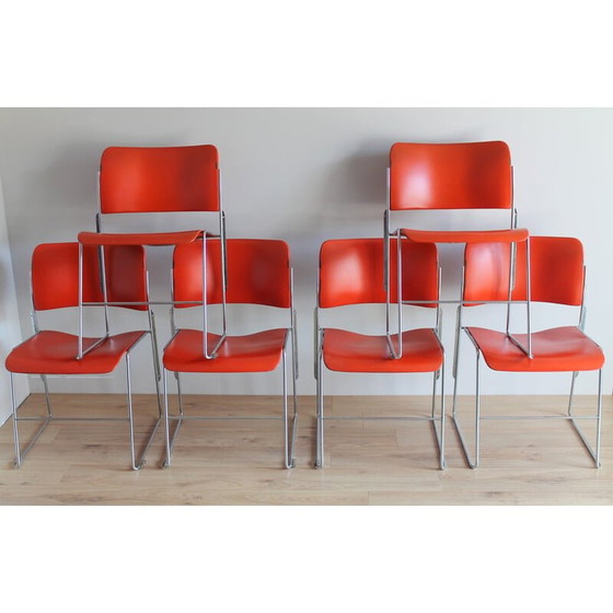 Image 1 of Ensemble de 6 chaises 40/4 vintage par David Rowland, 1970
