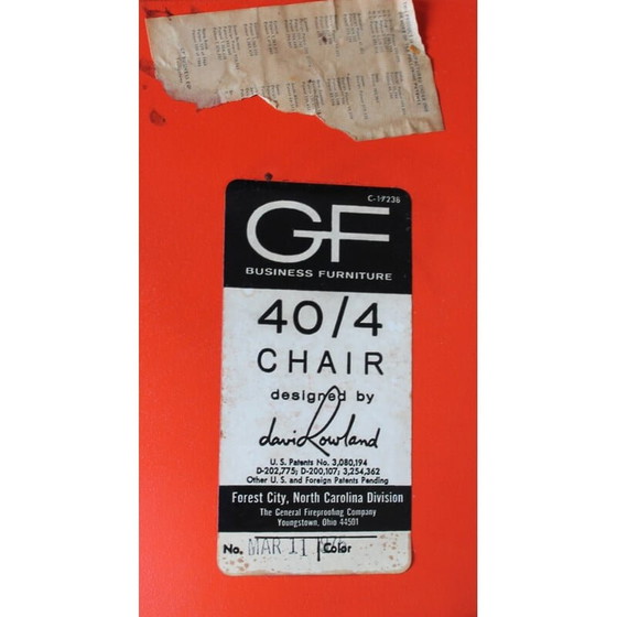 Image 1 of Ensemble de 6 chaises 40/4 vintage par David Rowland, 1970