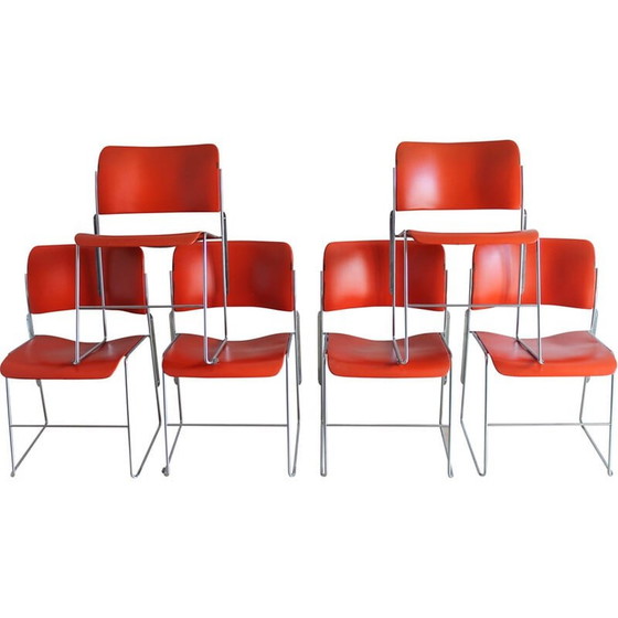 Image 1 of Ensemble de 6 chaises 40/4 vintage par David Rowland, 1970