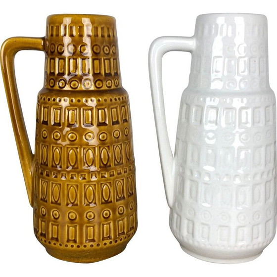 Image 1 of Paire de vases vintage en céramique émaillée pour Scheurich, Allemagne 1970