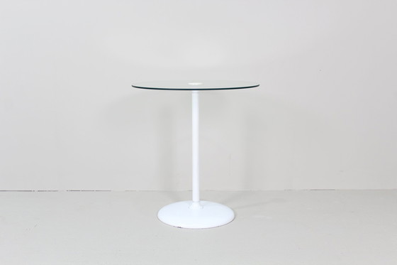 Image 1 of Table d'appoint ronde vintage - blanc, verre 1970