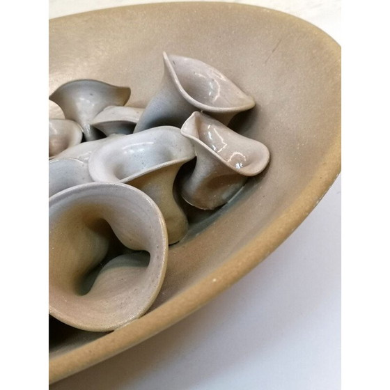 Image 1 of Plaque murale vintage en céramique avec motifs floraux, 1980